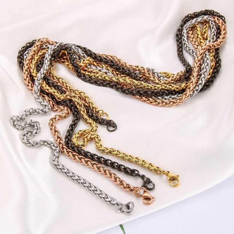 HNSP 3MM-6MM STAINL STEEL TWIST CHAIN NECKLACE FOR MEN Male Punk Neck Jewelry Pendant Accories WholesaleXJ250219