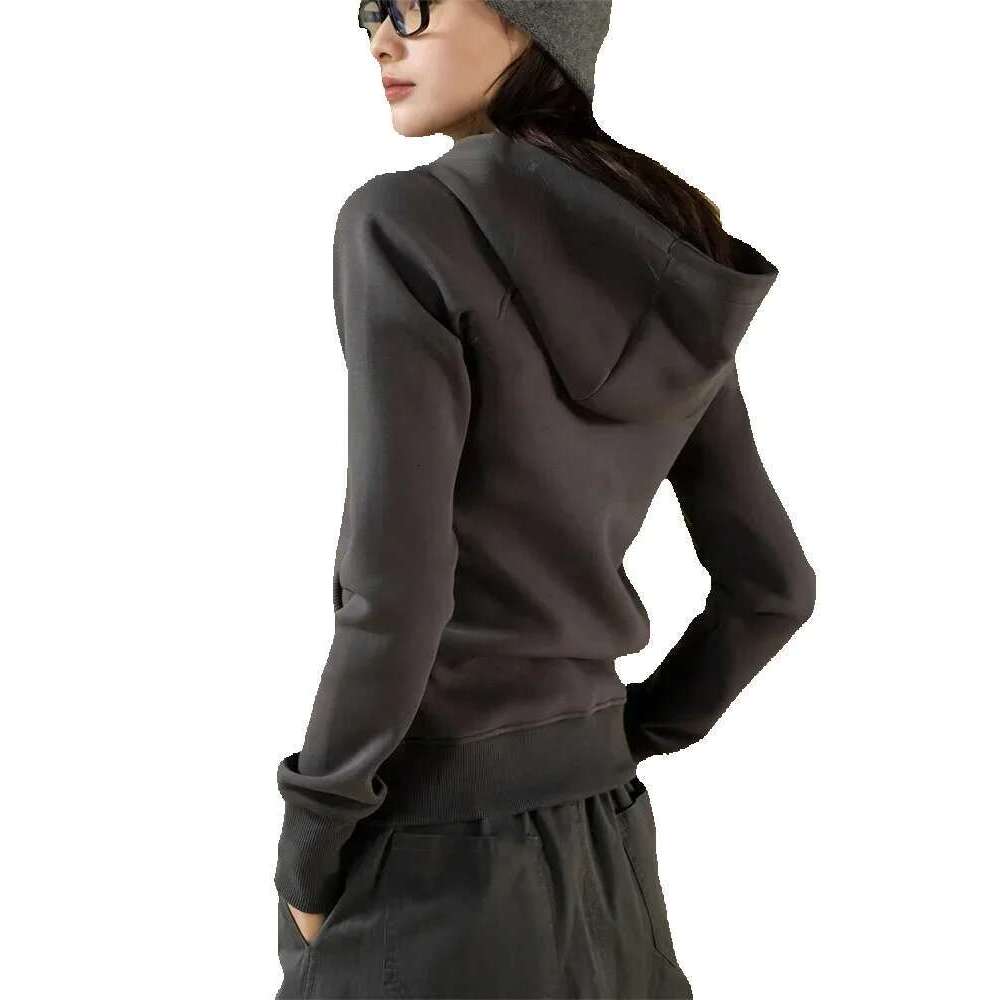 Hanorange 2025 Early Spring Sporty Tight Fitting Hoodies Women Skin Friendly Breathable Hooded Jacket Dark Gray/Light Blue