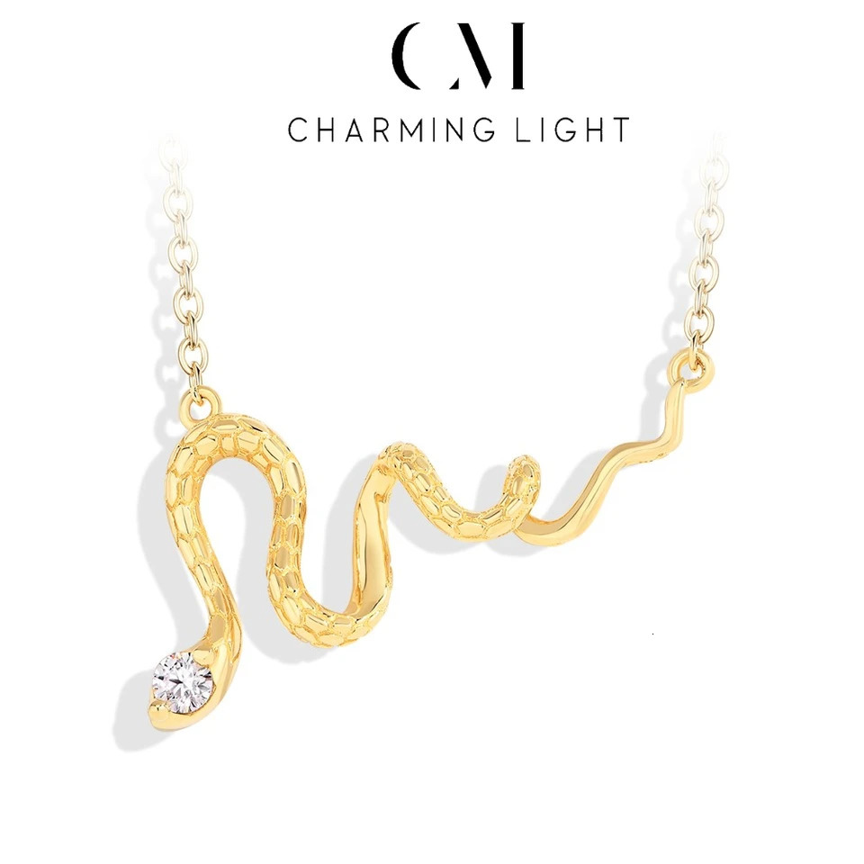 CHARMING Snake Chain 925 Silver D/VVS1 Lab Diamond Necklaces Moissanite for Women Handmade Yellow Gold Plated Wedding Jewelry 250220