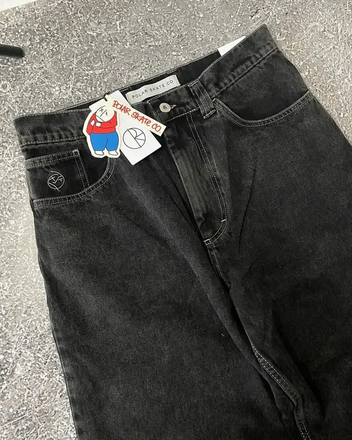 Harajuku Gothic Streetwear Polar Big Boy Jeans Japanese Hip Hop Cartoon y Baggy Jean Black Pant High Waisd Wide Trouser 250219