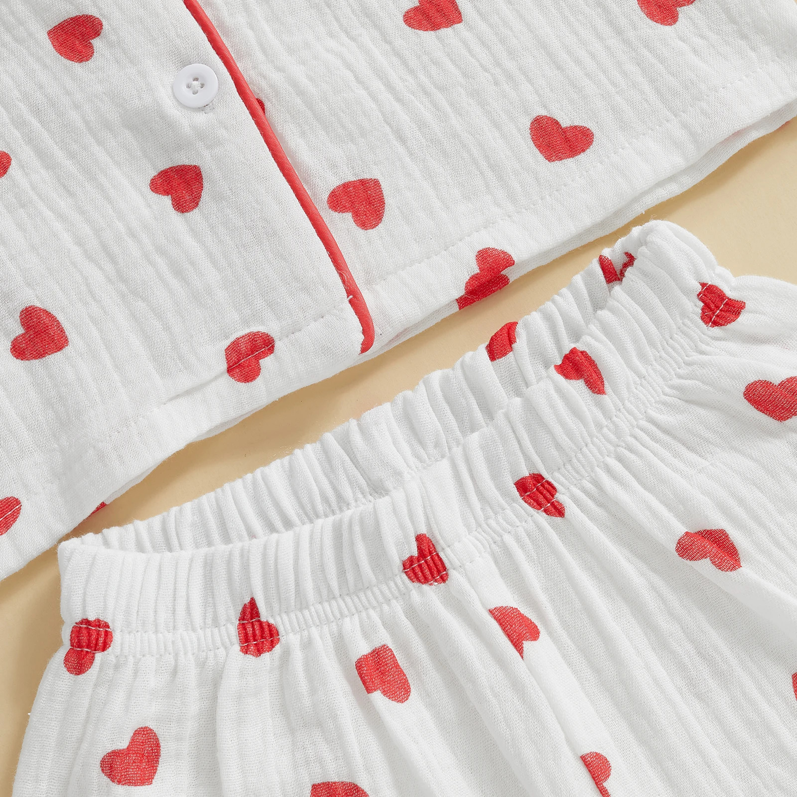 MISOWMNJOY Soft Cotton Kids Girls Boys Pajama Sets Valentines Day Children Sleepwear Heart Long Sleeves Shirt Pants Loungewear 250219