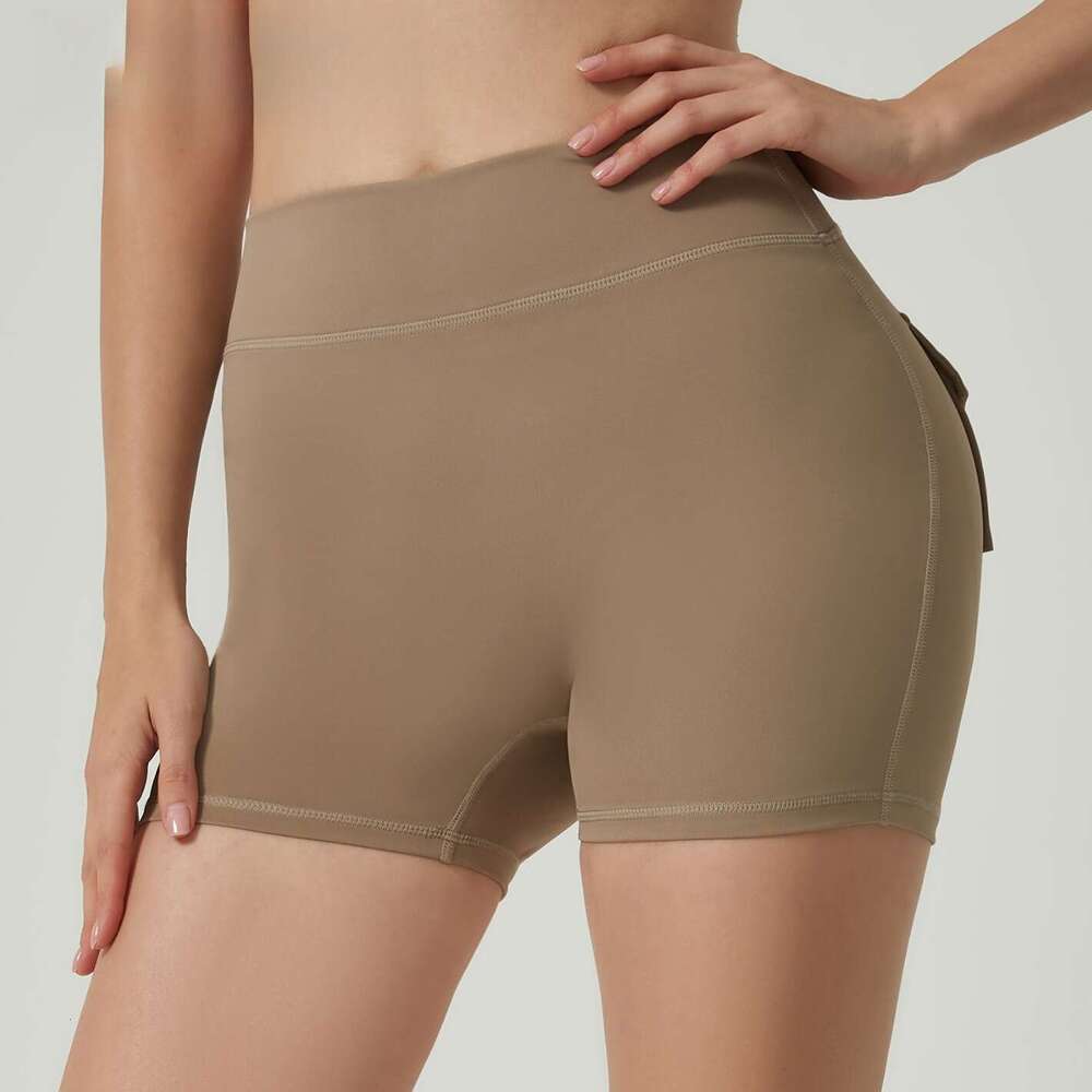 Pocket fiess exercise shorts, yoga pants with no awkward es, lifted peach buttocks, women's high waisted outerwear, 2025 new casual fashion trend