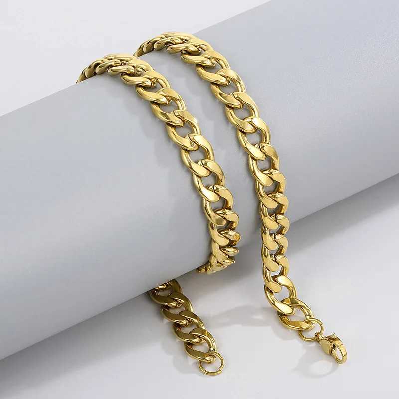 HNSP Stainl Steel Flat Chain Necklace For Men Jewelry Accory Pendant Male Neck ChainsXJ250219