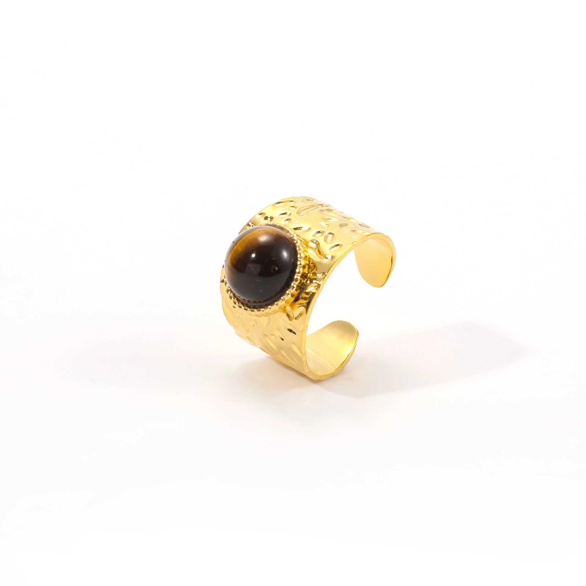 Creative Gold Plated Stainless Steel Rings for Wen Simple Geetric Round Natural Stone Finger Ring Boho Vintage Jewelry Gift X250220