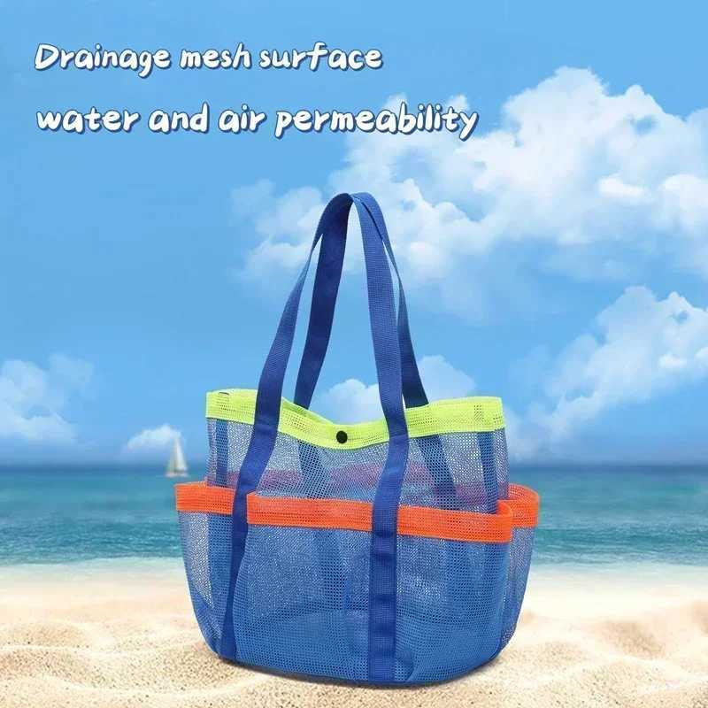 Beach Mesh Bag Multi-Pocket Tote Swimming Mesh Bag high volume Beach Essentials for Family Travel Bag Beach Organizer Toiletries Z250219