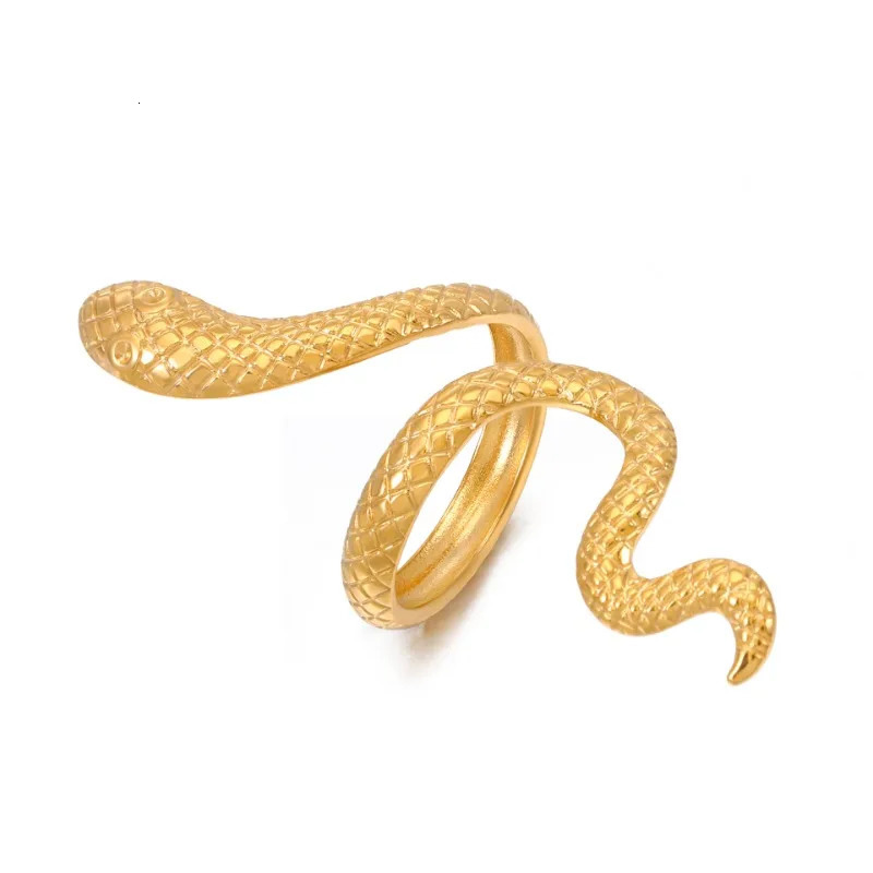 20pcs/lot Stainless Steel Gold Silver Color Snake Open Adjustable Ring for Women Men Fashion Jewelry Gift Wholesale 250220