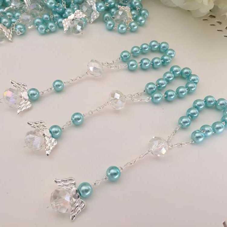 Charm Bracelets Hot selling Etsy Angel Baptism Gift Acrylic Rose Bead Bracelet Prayer Bead Love Angel Wings Bracelet H25220