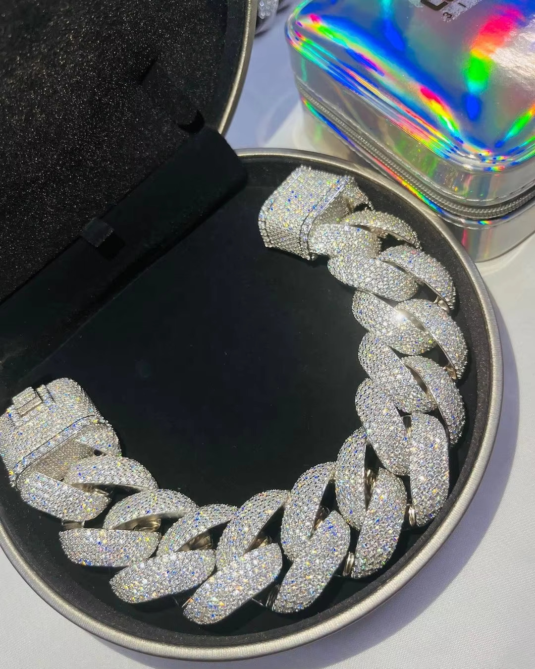 Heavy duty VVS Moissanite Thick Guba Chain Iced Out Hip Hop Rap Singer Sier Necklace Bracelet for Men