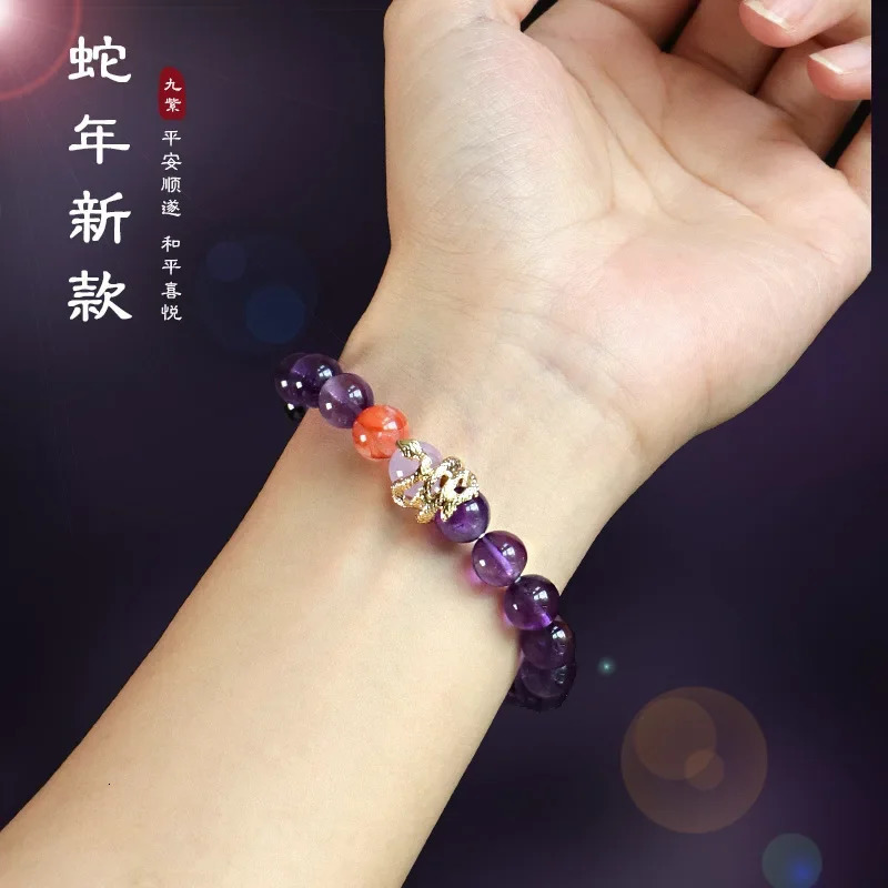 Year of the Snake Lucky Amethyst Bead Bracelet Womens High end Sensory Lucky Snake Bracelet Jewelry 250220
