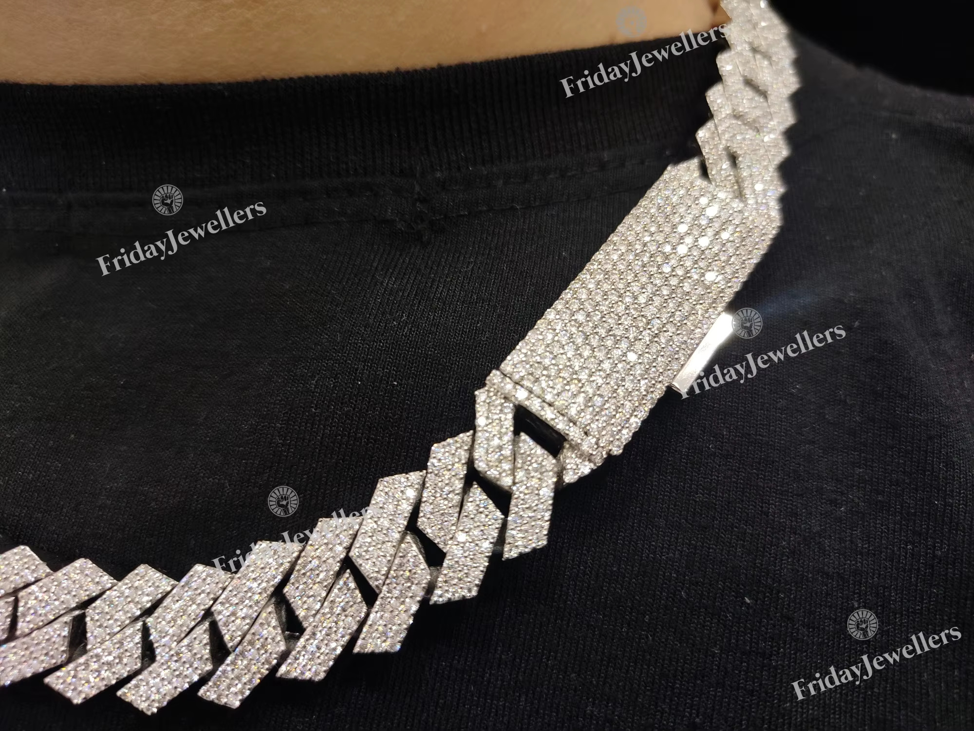 Unique Collection 14MM VVS Hand Set Micro Setting Moissanite Dia Cuban Chain for Boys Gifting Use From India