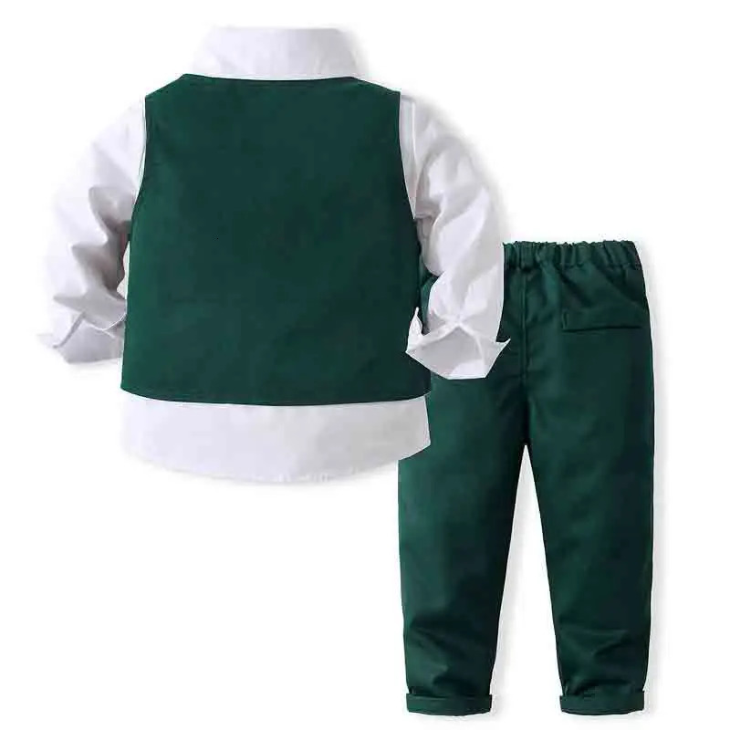 Formal Kids Boy Gentleman Clothes Set Long Sleeve Shirt Waistcoat Trousers Boys Outfits Wedding Birthday Party Dress Suits 250219