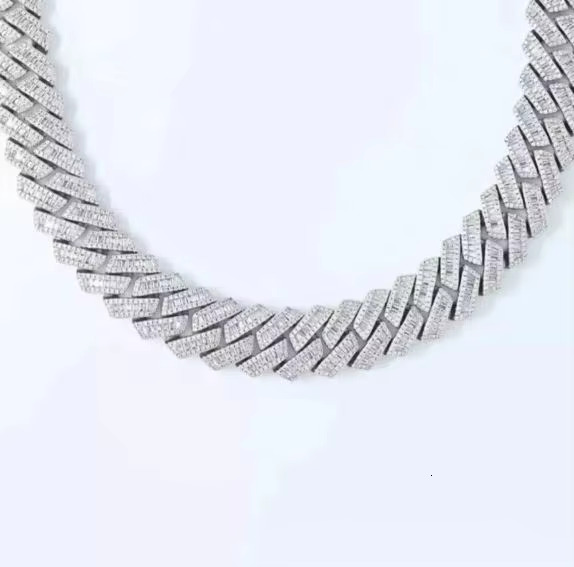 Men's Jewelry Hip Hop Pure Sier Laboratory Vvs Moissanite Cuban Chain