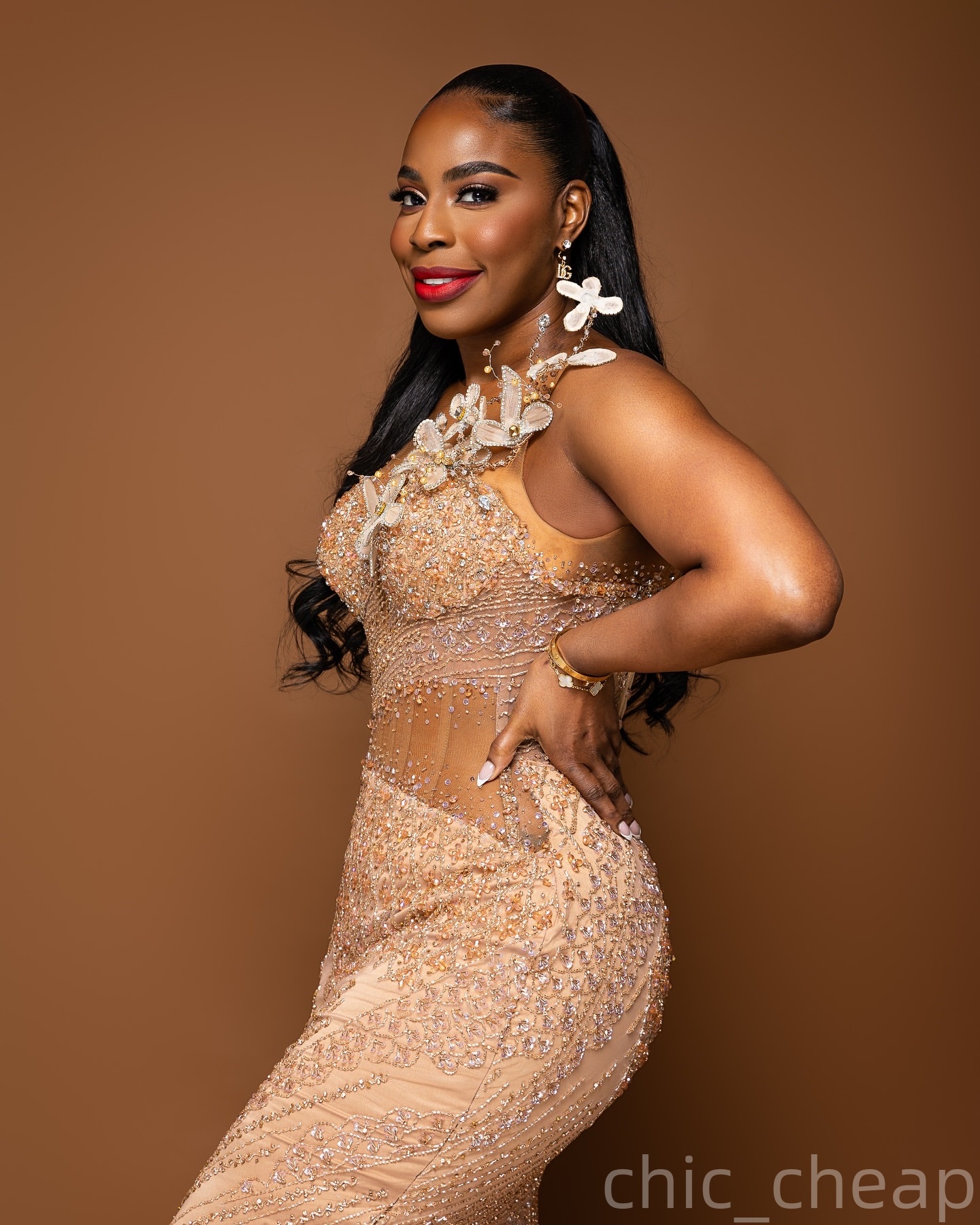Champagne Mermaid Prom Dresses 2025 Illusion Beaded Crystals Florals Evening Formal Party Second Birthday Engagement Gowns Plus Size Dress For Special
