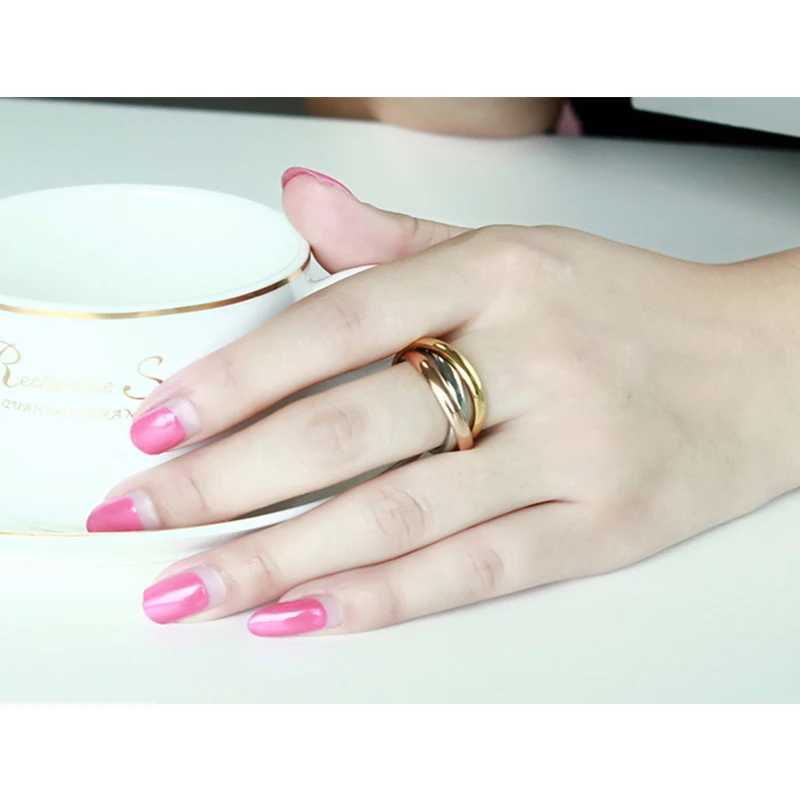 Vnox Classic 3 Rounds Ring Sets Wen Stainless Steel Wedding Engagement Five Finger Jewelry X250220