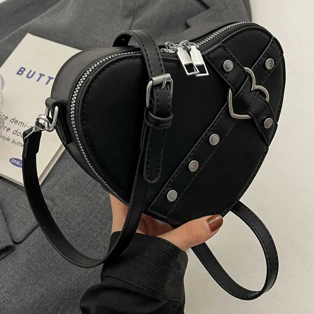 Women Heart Crossbody Bags PU Leather Simple Satchel Bag Solid Color Adjustable Strap Girls Dating Bag Y250528