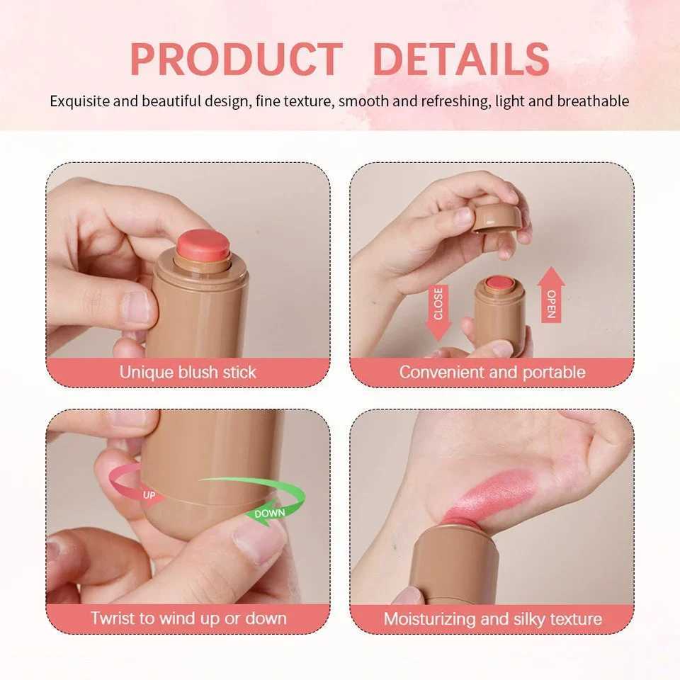 Portable face cream B stick natural color smooth lips and cheeks dual purpose lasting moisturizing contour red makeupW250220