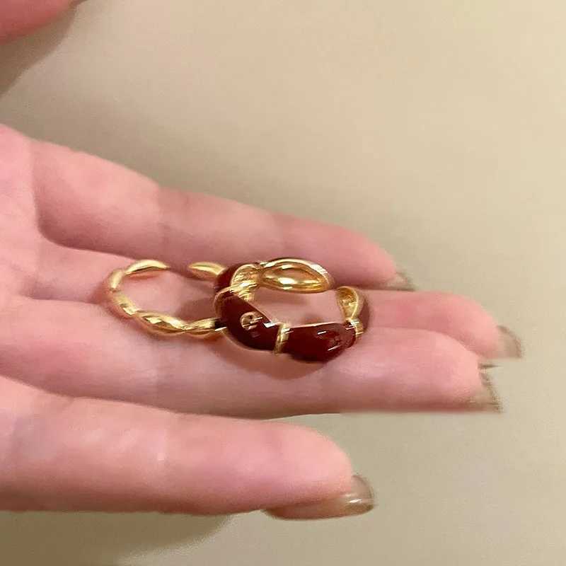 Vintage Red Drop Glass Rings for Wen Fashion Bamboo Knot Open Ring Engagement Wedding Jewelry Fashion Girlfriend Gifts X250220