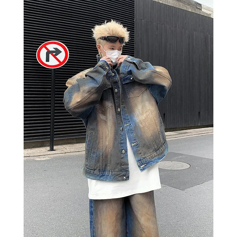 Vintage Washing Distressed Denim Jacket And Slimming Jeans Autumn Two-Piece Suit For Men Casual Style From China 250220