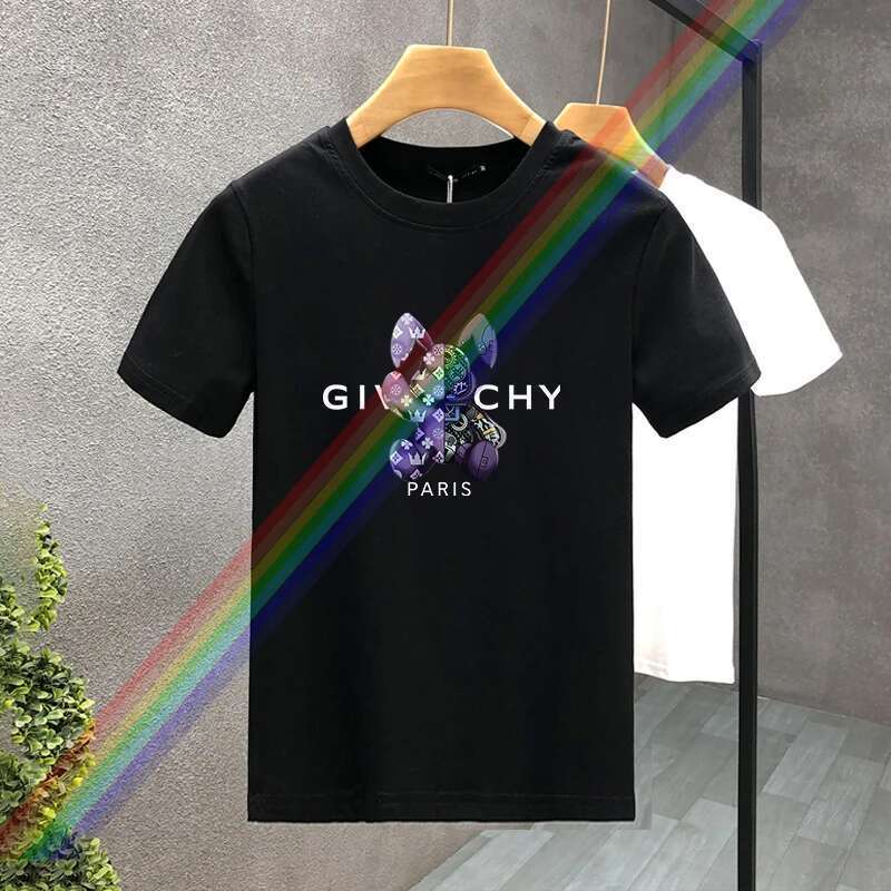 Men's Short Sleeve Round Neck T-Shirt, Luxury Brand Clothing, High Quality, Paris Rabbit Print, Harajuku, 100% Cotton, Y2k