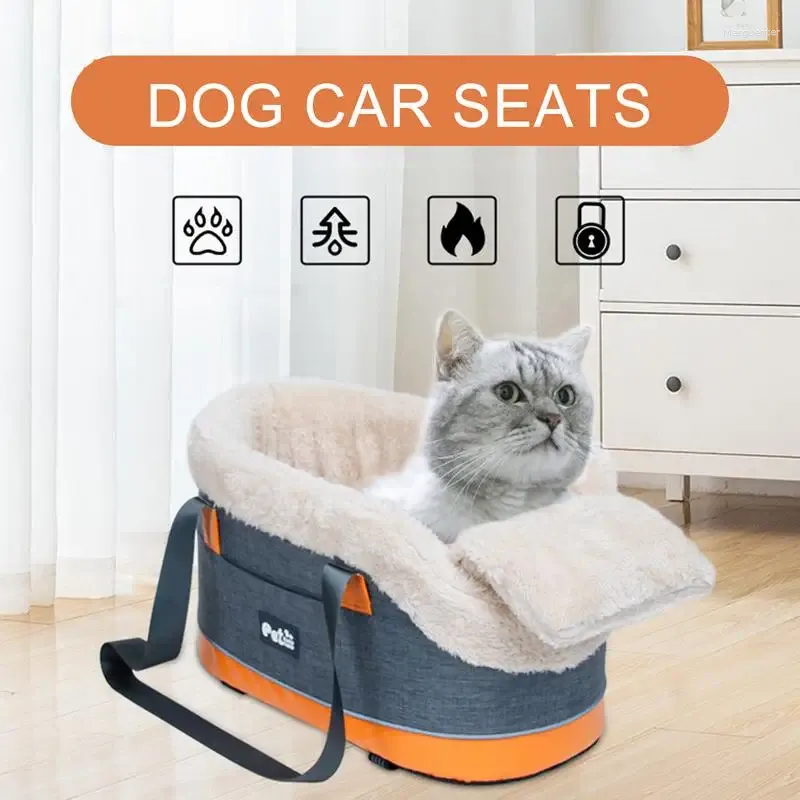 Dog Carrier Small Console Car Seat Pet Safety Cat Travel Bags With Straps Storage Pocket