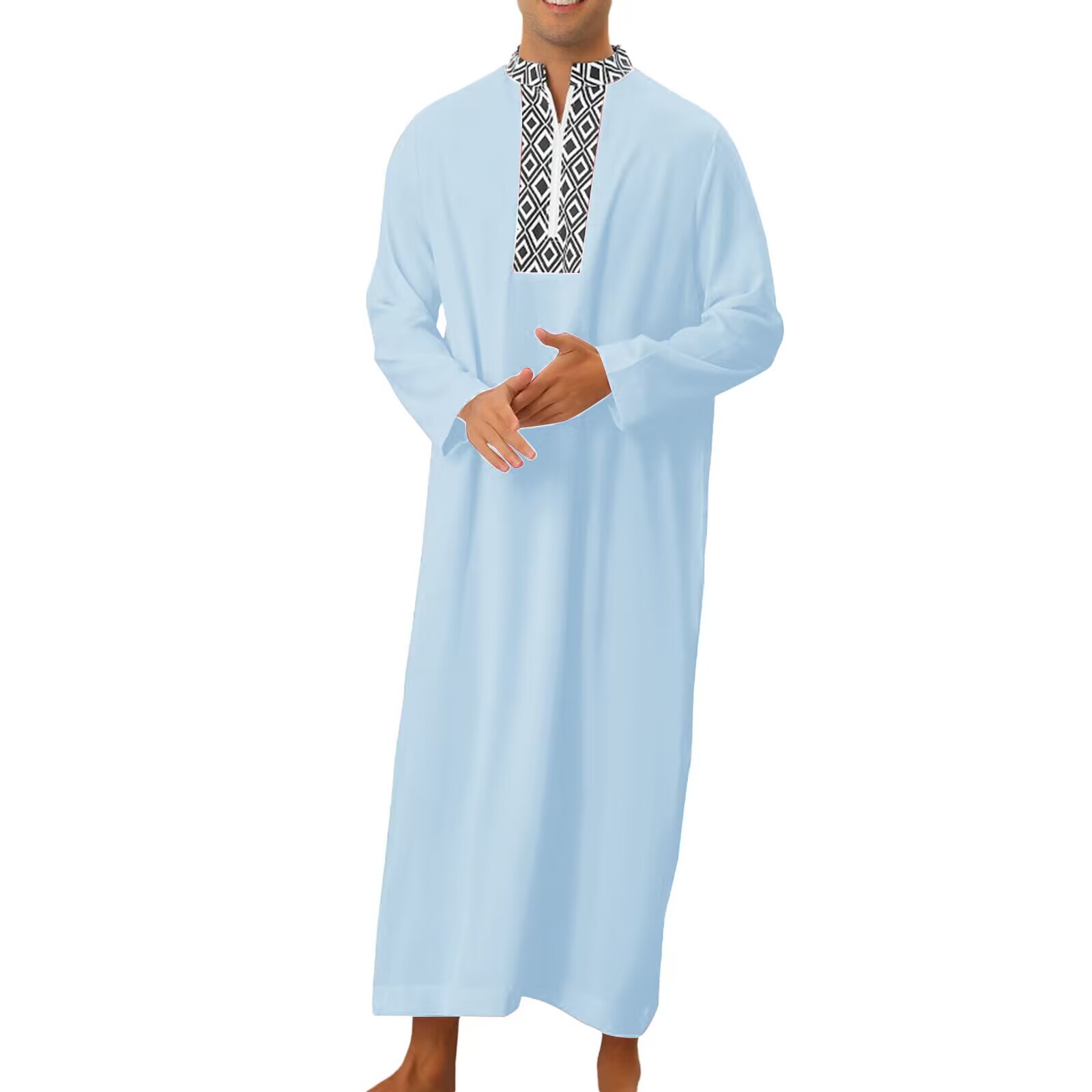 Ethnic Clothing New Muslim Middle East Arab Dubai Malaysian Men's Loose Robe Pocket Zip Shirt