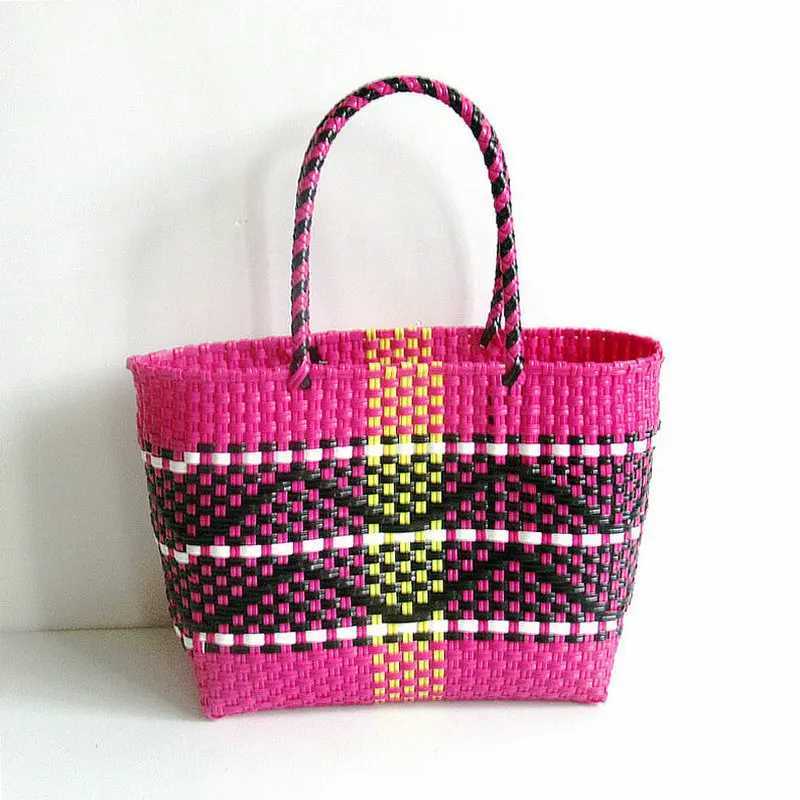 2022 Woven Handbags for Women Plastic Shoulder Bags Beach Bags Waterproof Environmental Protection Female Small Large Bags Z250219