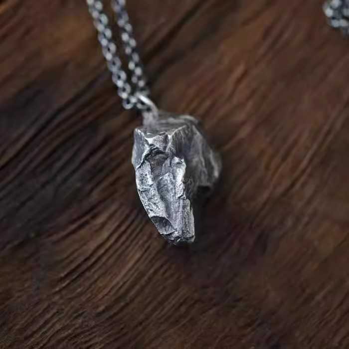 Pendant Necklaces Rock Necklace Jewelry Mens Irregular Black Stone Pendant Fashionable Simple Personalized Meteorite Mens Necklace H25219