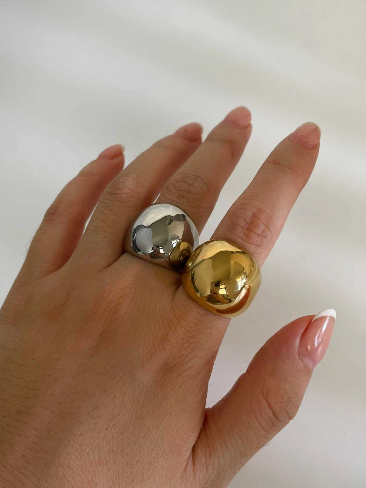 Perisbox 18K Pvd Gold Plated Chunky De Wide Rings for Wen Men Punk Stainless Steel Tarnish Stackable Statement Jewelry X250220