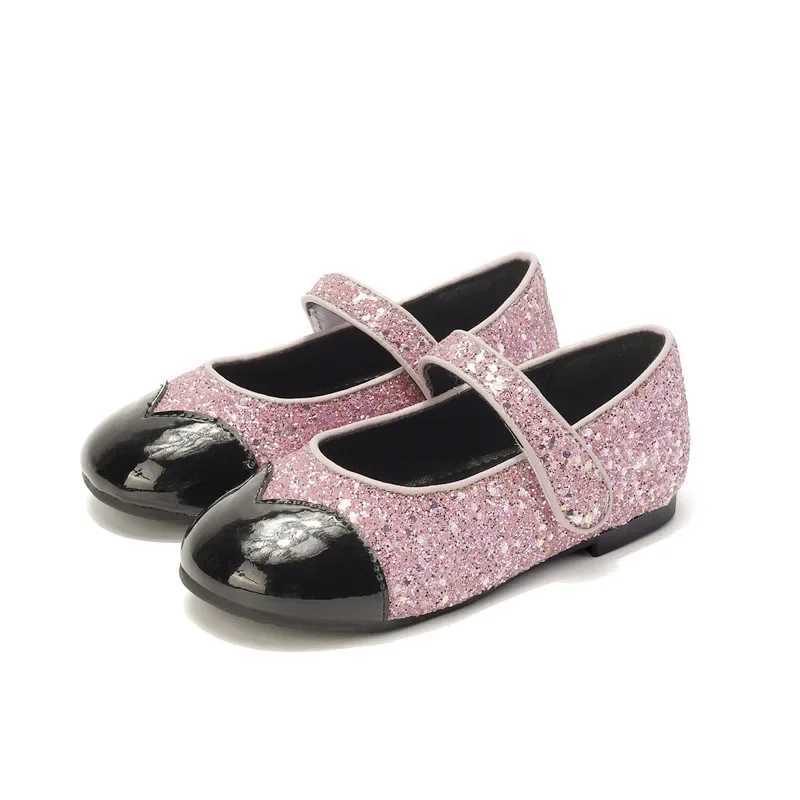 New 2024 Kids Fashion Mary Jane Shoes Girls Princess Shoes Baby Toddler Glitter Non-slip Sandals Soft Sole Leather Flats X250220