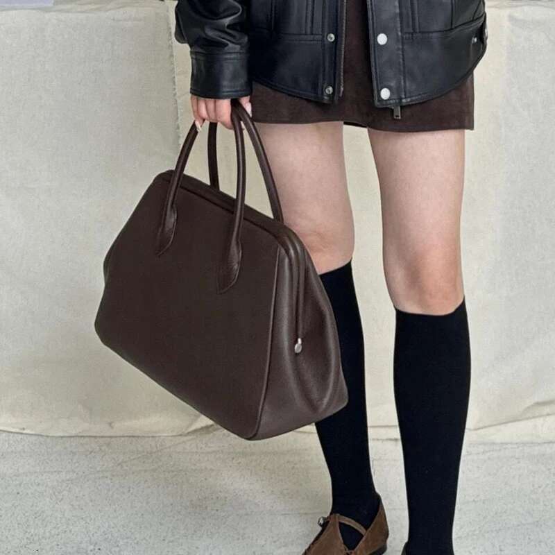 Clip Tote Bags For Women Designer Handbag Purses 2024 New PU Leather Vintage Large Capacity Commuting Shoulder Crossbody