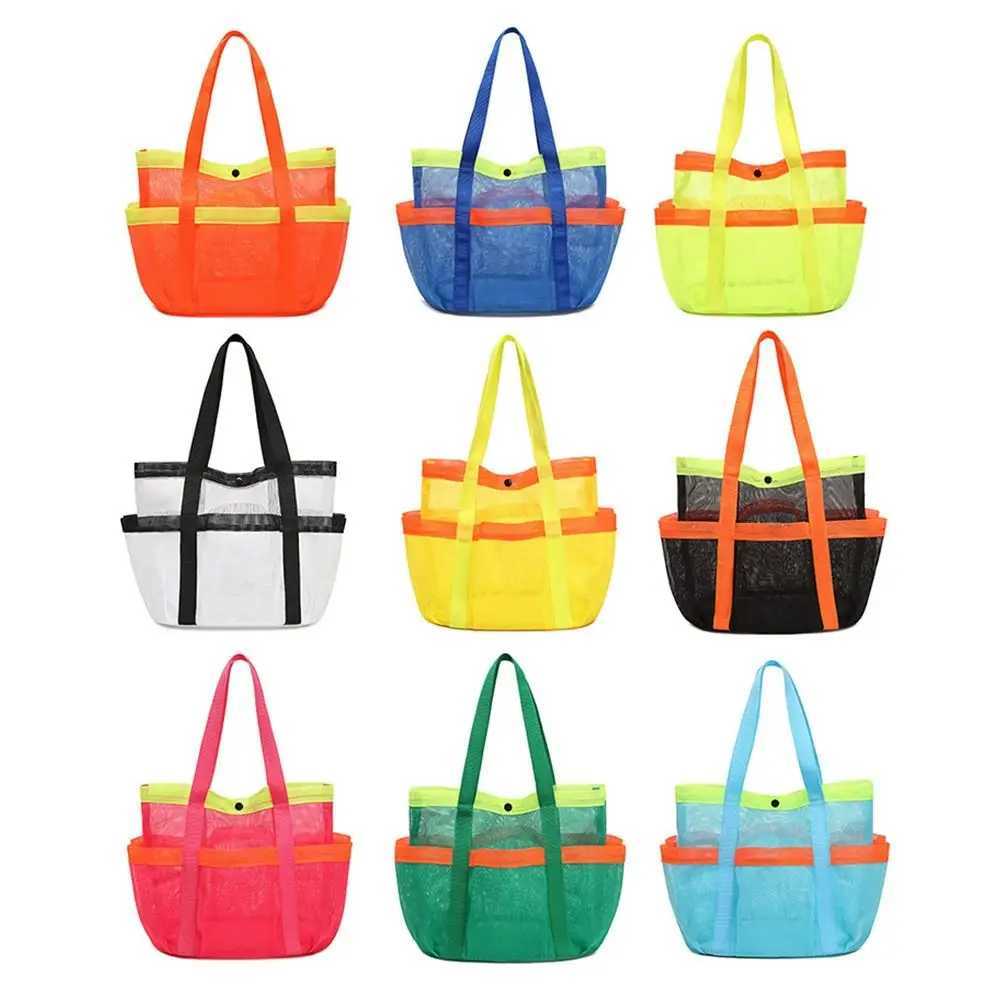 Breathable Mesh Beach Storage Bag Foldable Large Capacity Mesh Toiletry Bag Portable Quick Dry Swimming Handbag Outdoor Z250219