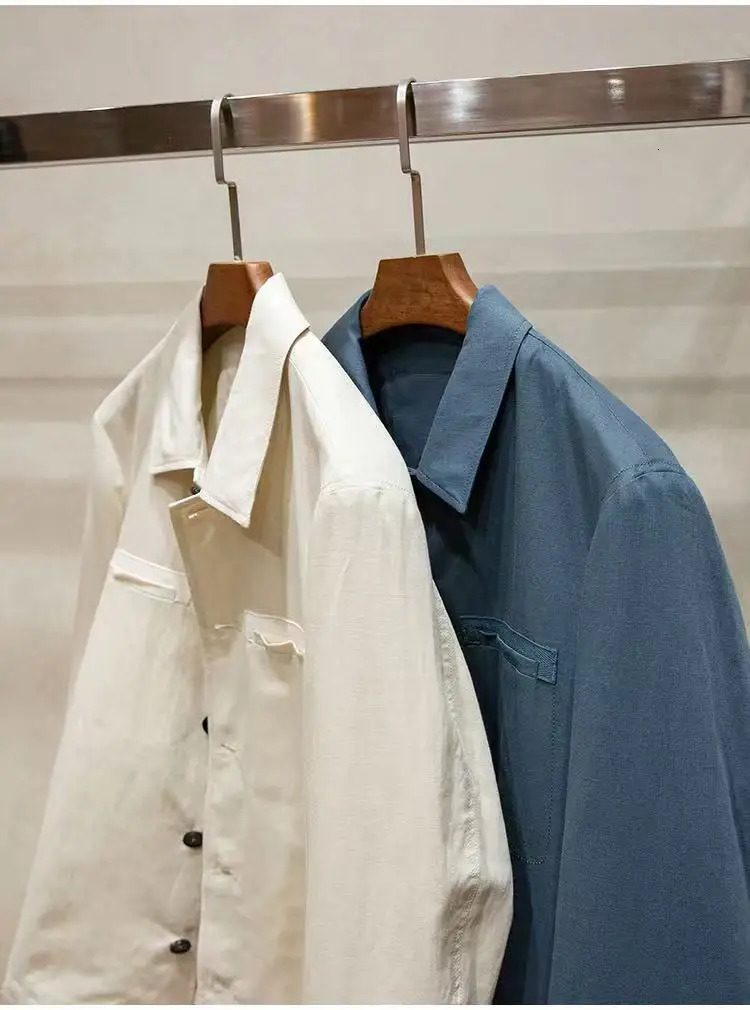 High end linen cotton blended spring mens thin casual lapel jacket 250210