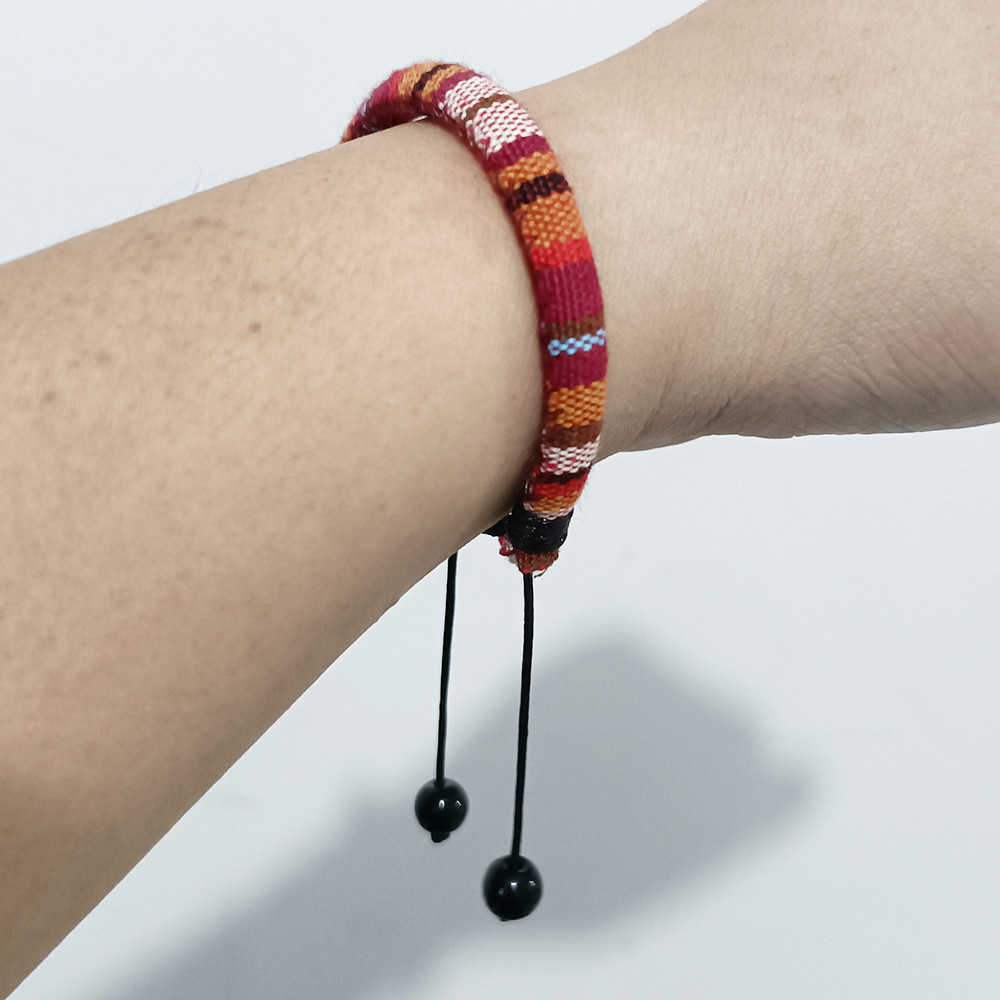 Charm Bracelets Bohemian style fabric woven bracelet Womens beach style colorful fabric rope adjustable bracelet H25220