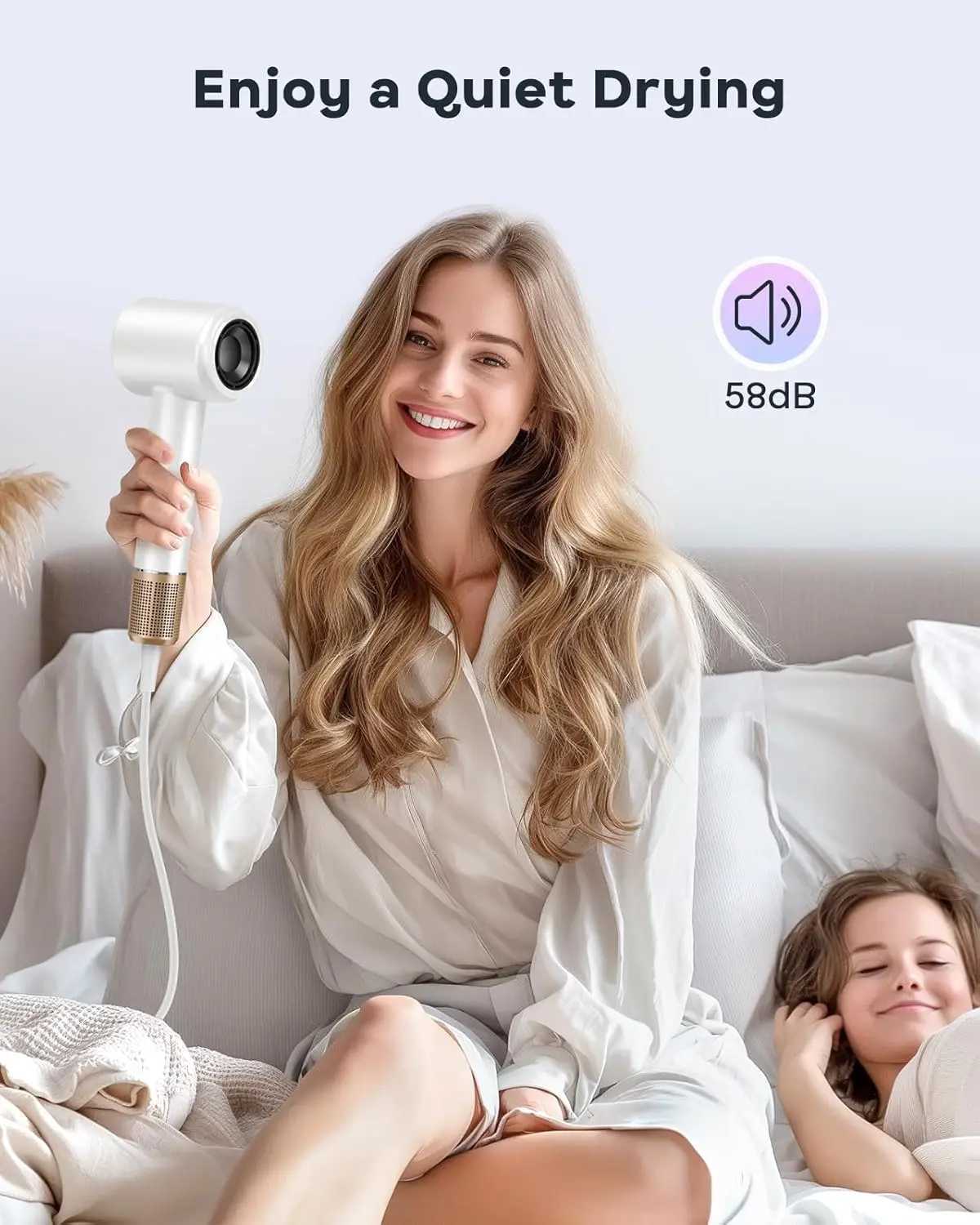 Bopcal Electric Hair Dryer 20000RPM Negative Ions Professional Blow Dryer 500W Super Powerful Wind Lownoise Salon HairDryer W250220
