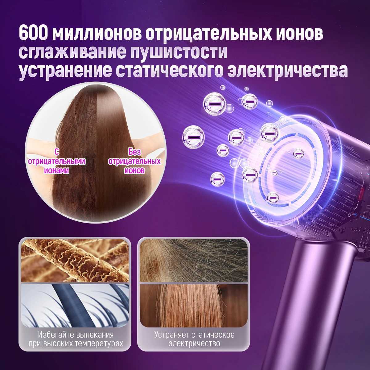 TQ-D3 Professional Negative Ion Hair Dryer with Nozzle High Speed Electric Dryer Noise Reduction Thermostat Hair Care Hair Dryer W250220