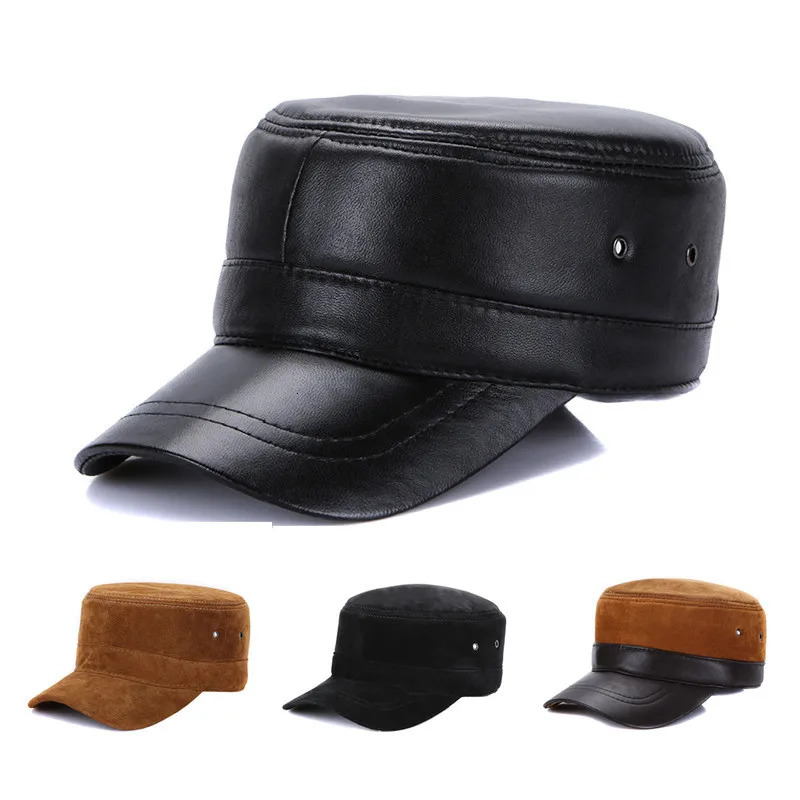Unisex Sheepskin Leather Caps Casual Natural Sheep Skin Leather Baseball Hats Fashion Fall Winter Leather Hat 250214