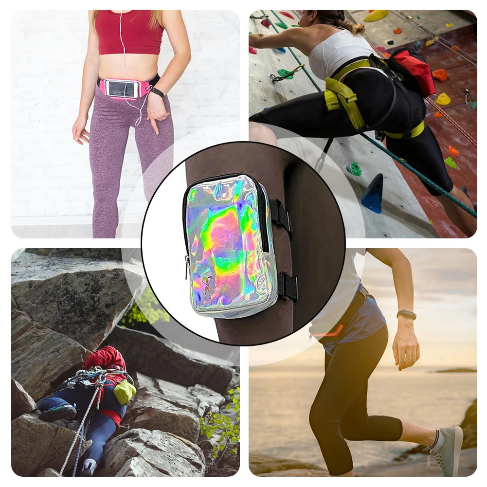 Womens Holographic Thigh Bag Adjustables Straps Waist Pouch For Outdoor Waterproof Running Sports Mobile Phone Holder 250219