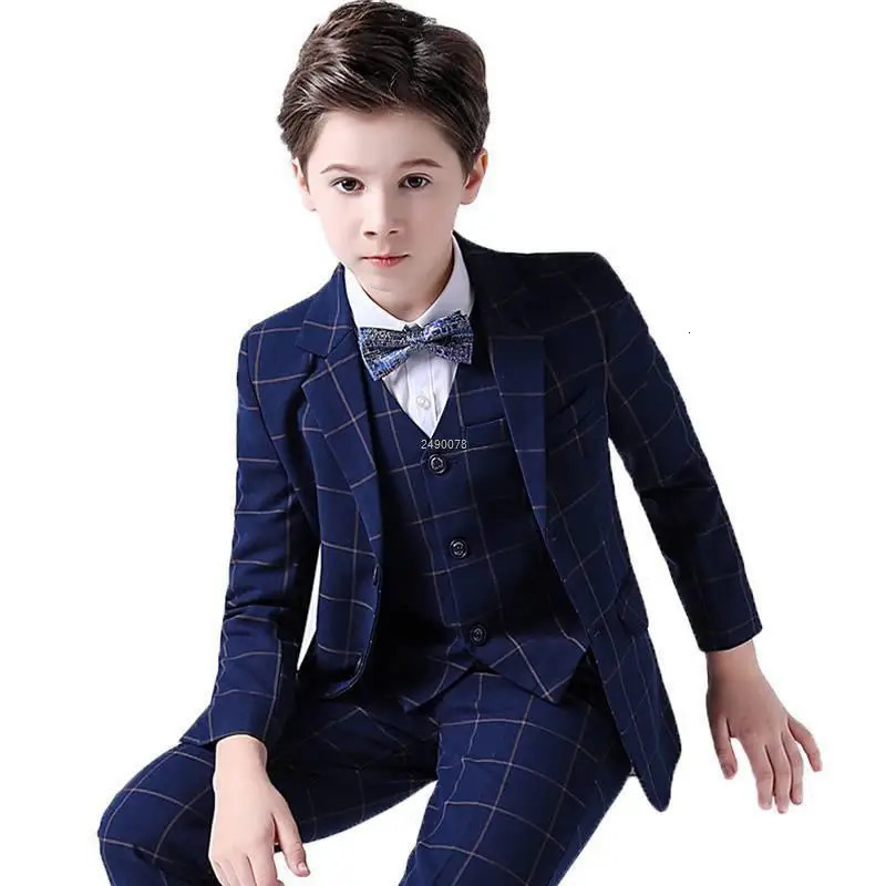 Flower Boys Formal Wedding Suit Kids Prom Party Tuxedo Blazer Childrens Day Pinao Performance Costume school uniform 2-14T 250219