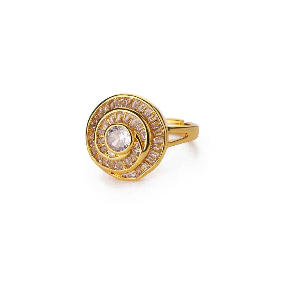 Round zircon stainless steel open ring used for gold colored Geely fashion wedding rings high-quality jewelry accessories X250220