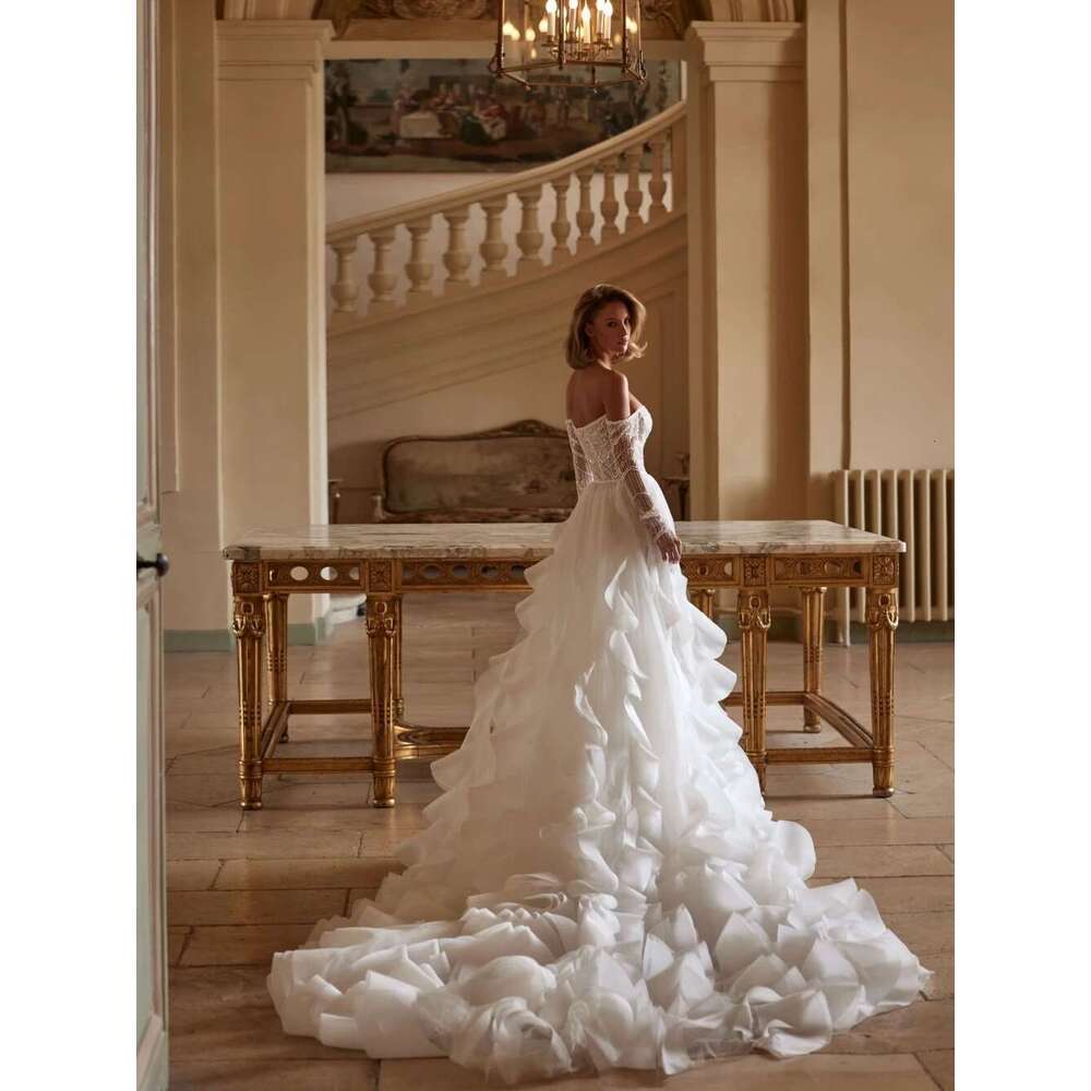 Exquisite Pearl Bag Beaded Brilliant Ivory Off-Shoulder Wedding for Romantic Bride Custom Female Bridal Dress