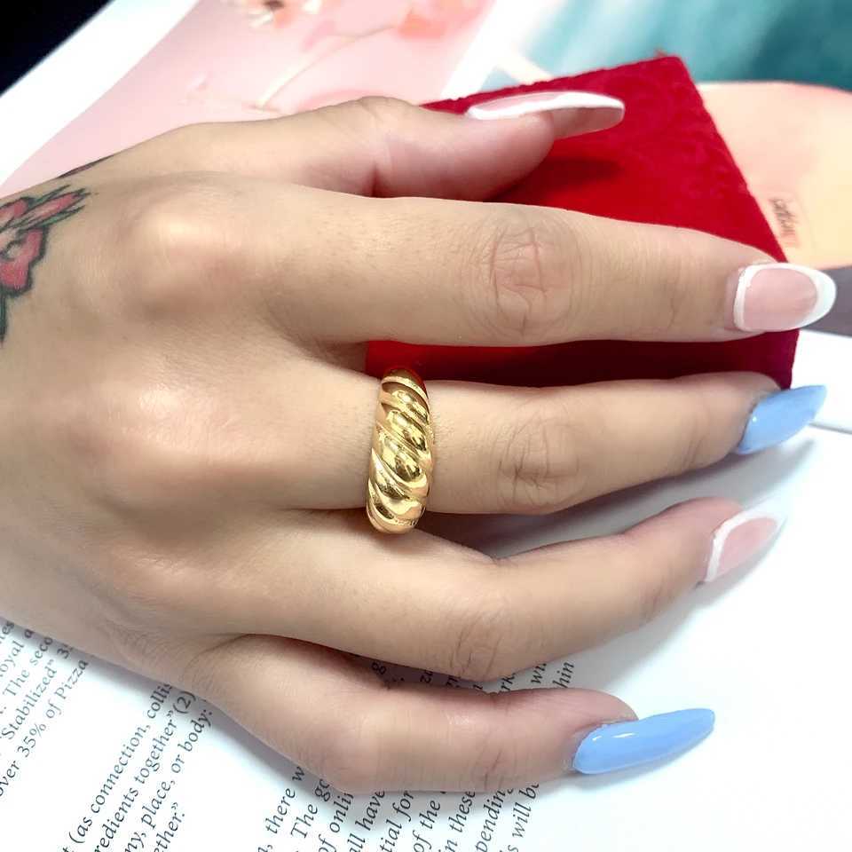 Advanced 18K 316L stainless steel with gold Tannier horn shaped block gold ring suitable for vintage rings by Ms. Wen X250220