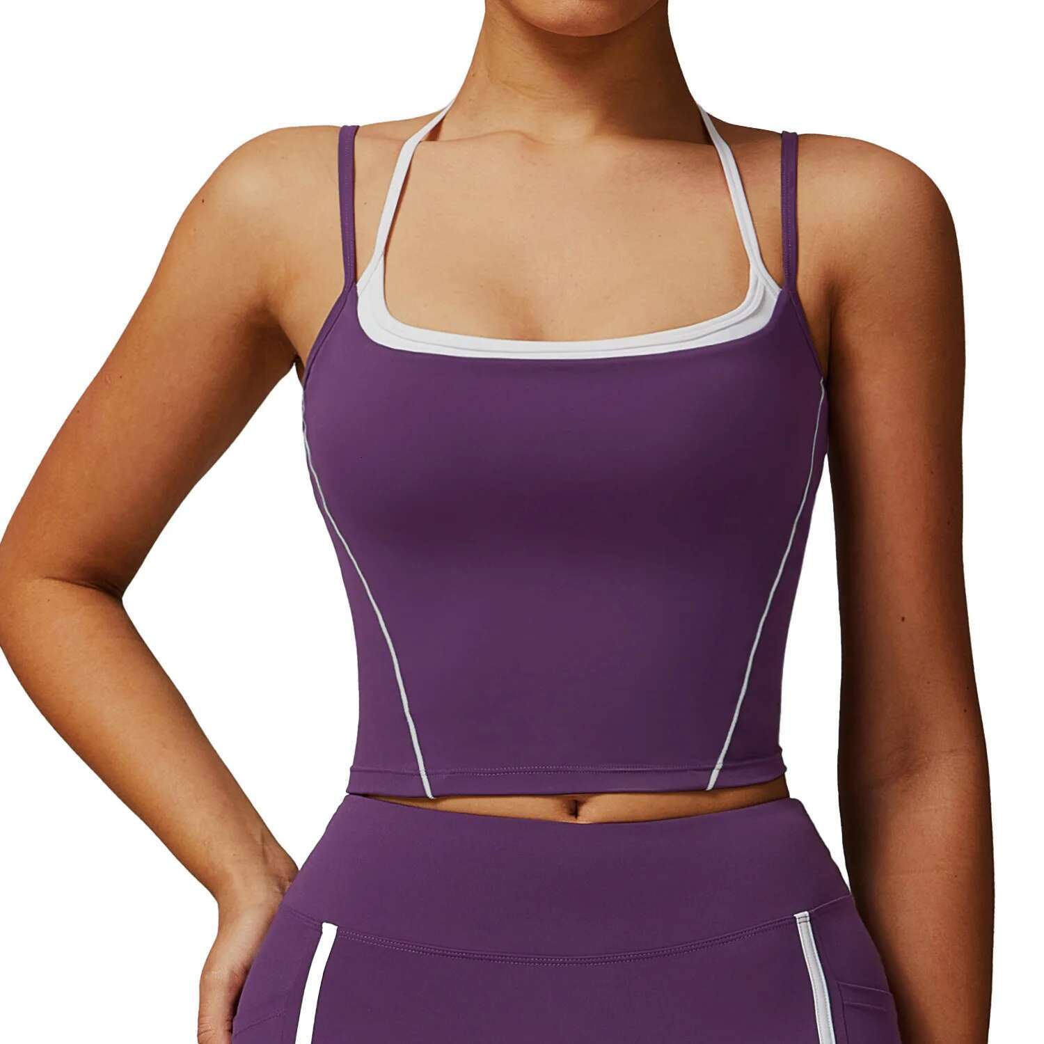 2025 New Fake Two Necke Beautiful Back Yoga Vest High Intensity Running Exercise Fiess Naked Strap Push-Up Underwear