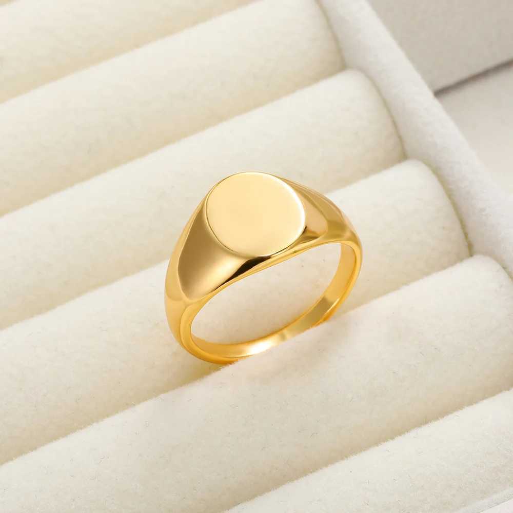 Classic Round Rings for Wen Men Gold Color Stainless Steel Ring 2024 Trend Unisex Punk Hiphop Party Jewelry that Items X250220