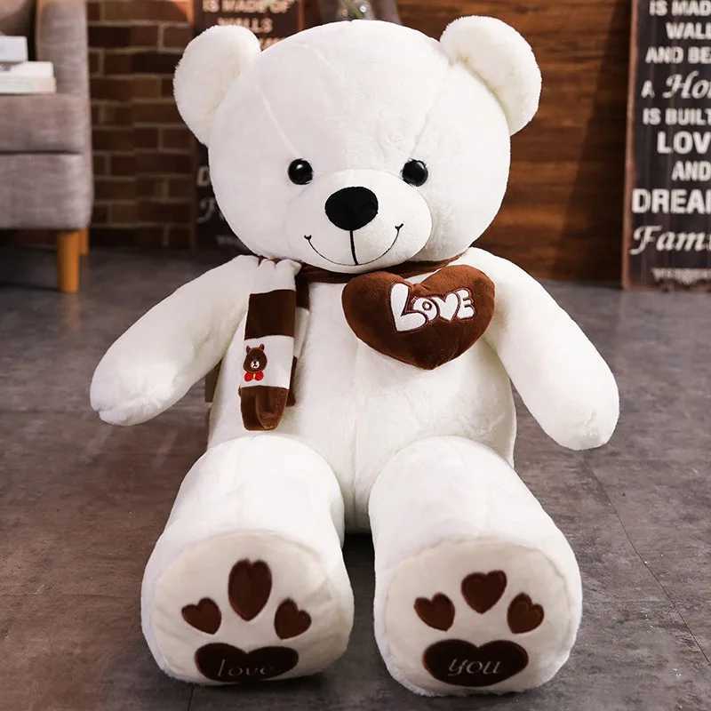 High quality 4-color teddy bear with scarf stuffed animal bear plush toy doll pillow childrens lover birthday baby gift W250219