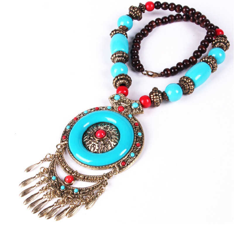 Pendant Necklaces Shop Bohemian Pendant Tibetan Ethnic Style Necklace Tassel Beach Sweater Chain H25219