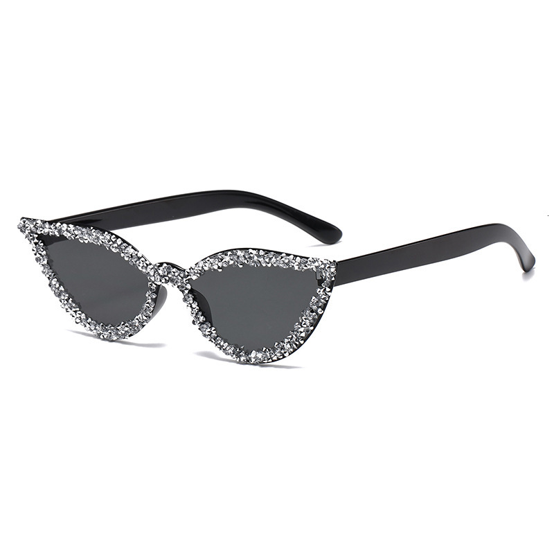 2025 New Diamond-encrusted Fashion Cat-eye Sunglasses Personality Candy-colored Sunglasses Trend Street Photo Sunglasses