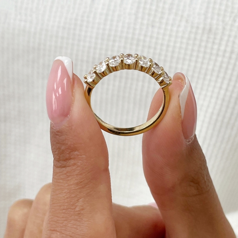 18K Yellow Gold Oval Cut Half Eternity Women Ring HPHT Lab Diamond Rings For Women 7 Stones 4.6*3.3MM Oval Wedding Anniversary Ring Gift