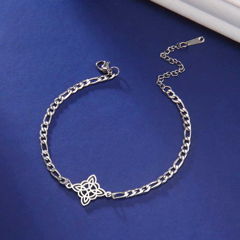 Witch Celtics Knot Charm Geometric Pendant Stainl Steel Bracelet for Women Men Tren Box Chain Amulet Jewelry GiftsXJ250219