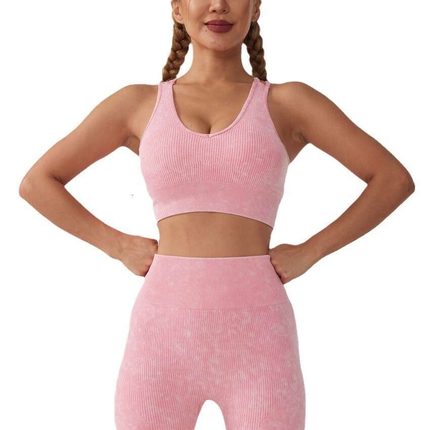 INS sand washed seamless yoga women's sports bra fiess clothes high waist lifting pants 2025 new casual versatile fashion clothing