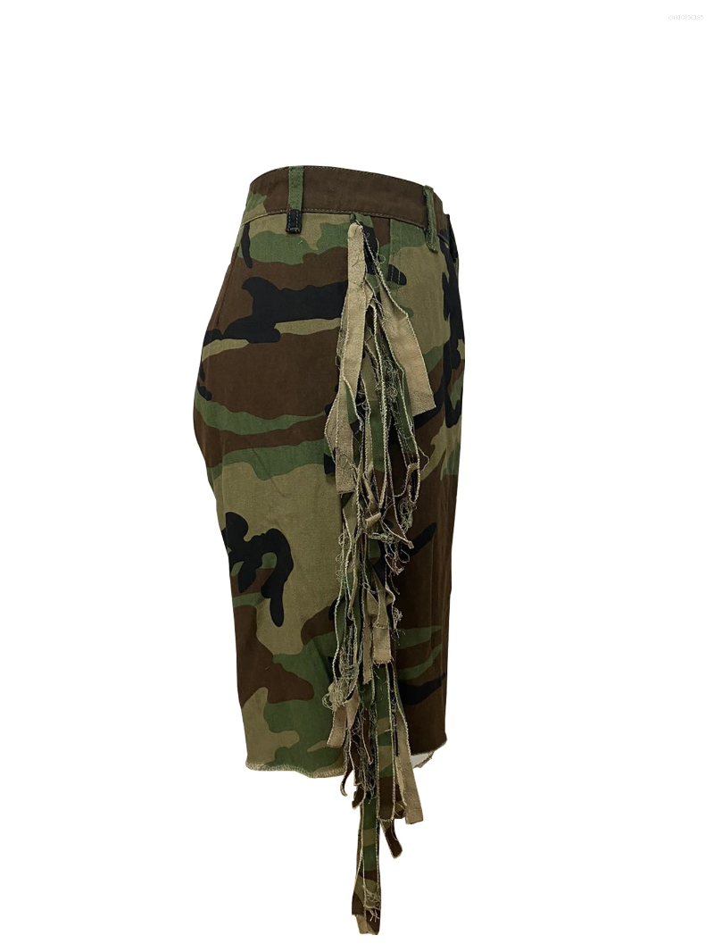 Women's Shorts 2204 European And American Summer Loose Casual Camouflage Tassel